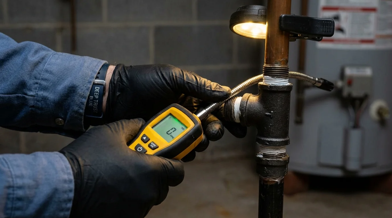 Gas leak detection with electronic sniffer by Johns Plumbing LLC in Grand Ronde