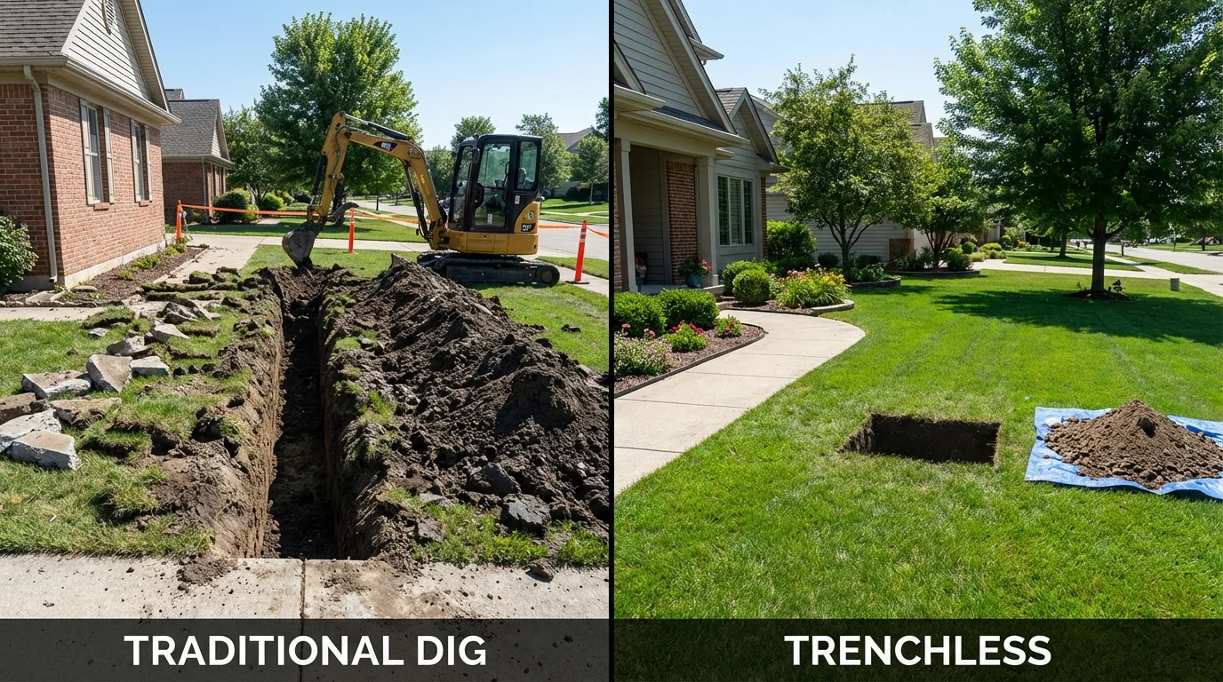 Trenchless sewer repair with minimal yard damage versus traditional excavation in Grand Ronde, OR